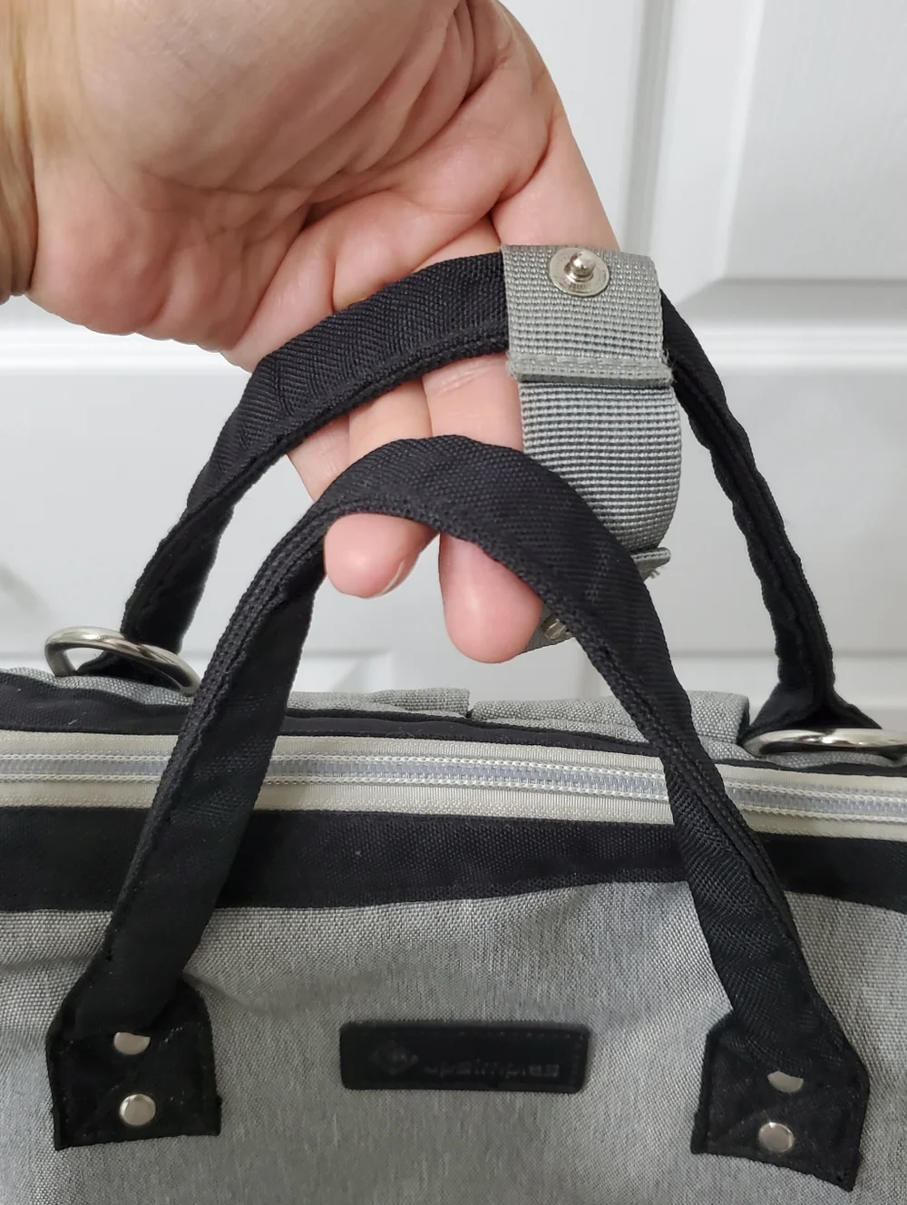 Upsmiles Black And Grey Backpack Diaper Bag With Silver Hardware GUC